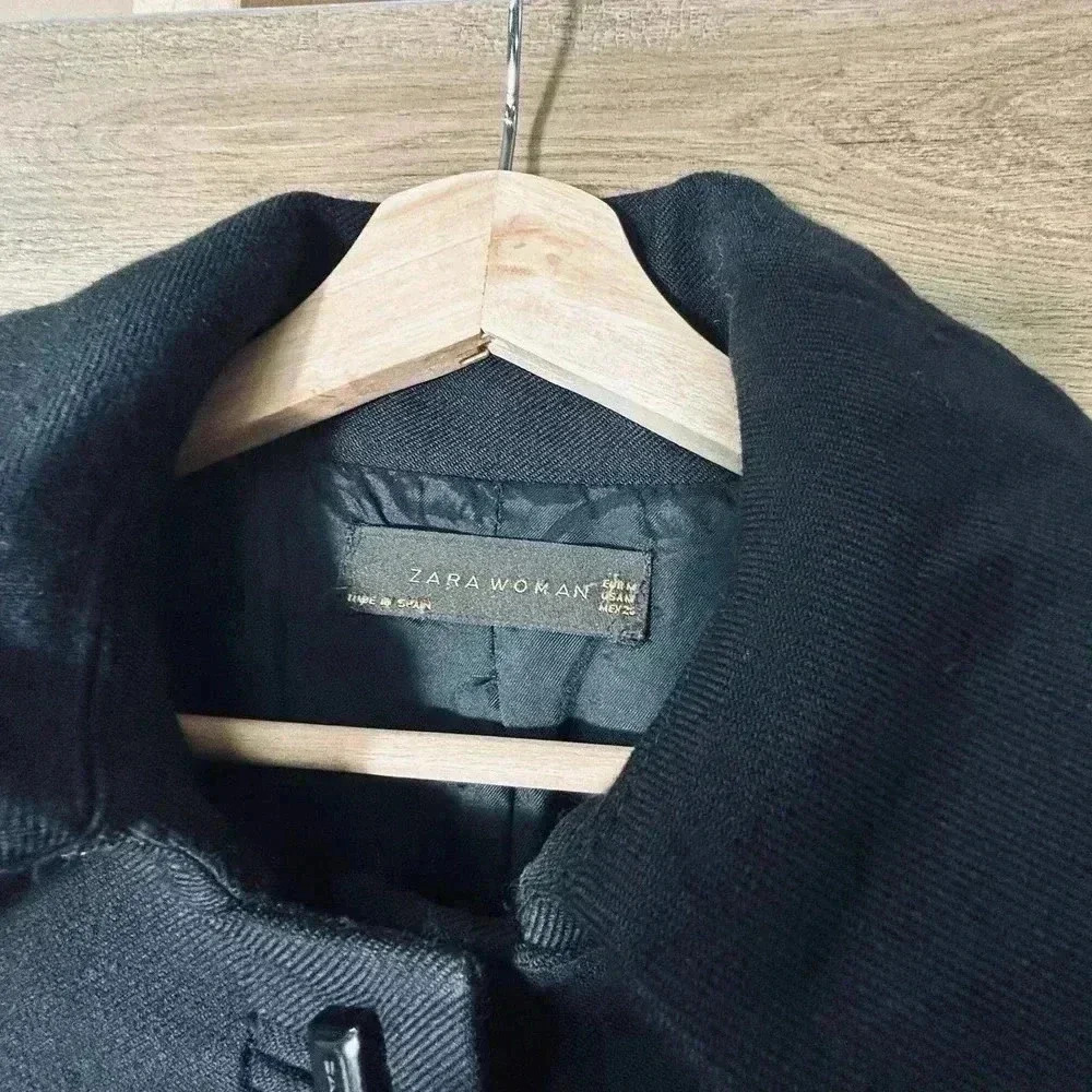 Zara 100% Wool Tailored Jacket Knee Length Navy Medium Designer Made Spain - Picture 5 of 9